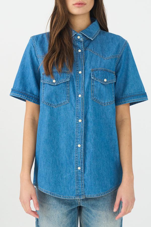 ivy copenhagen IVY-Ora SS Shirt Mid Blue Mid Blue Denim