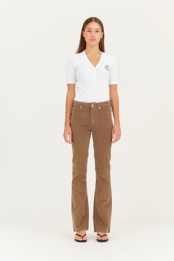 ivy copenhagen IVY-Tara Flare Jeans Baby Cord - Cool Taupe