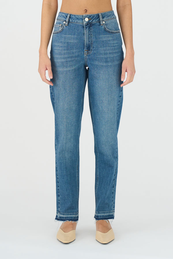 ivy copenhagen IVY-Tonya Cropped Hem Jeans Wash Greenwich Denim Blue