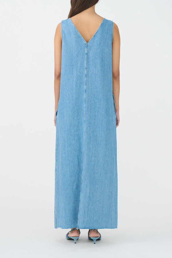 Ivy Copenhagen IVY-Uta Distressed Maxi Dress Wash Mid Blue Denim Blue