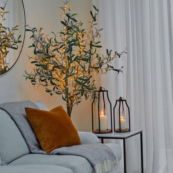 Ivyline Felicity Circular Base Lantern In Acacia Wood