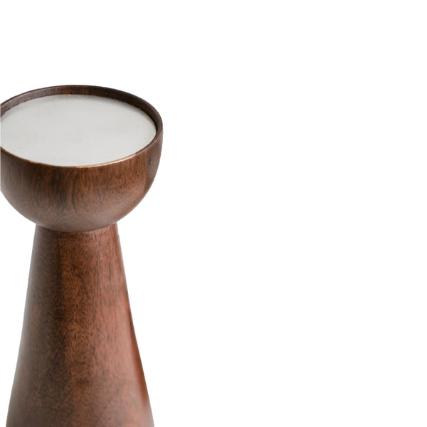 Ivyline Harvey Walnut Wooden Candle Holders Set Of 2