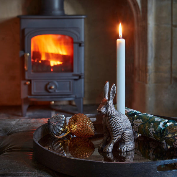 Ivyline Cast Aluminium Hare Candle Holder