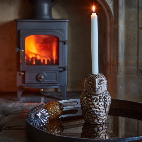 Ivyline Cast Aluminium Owl Candle Holder
