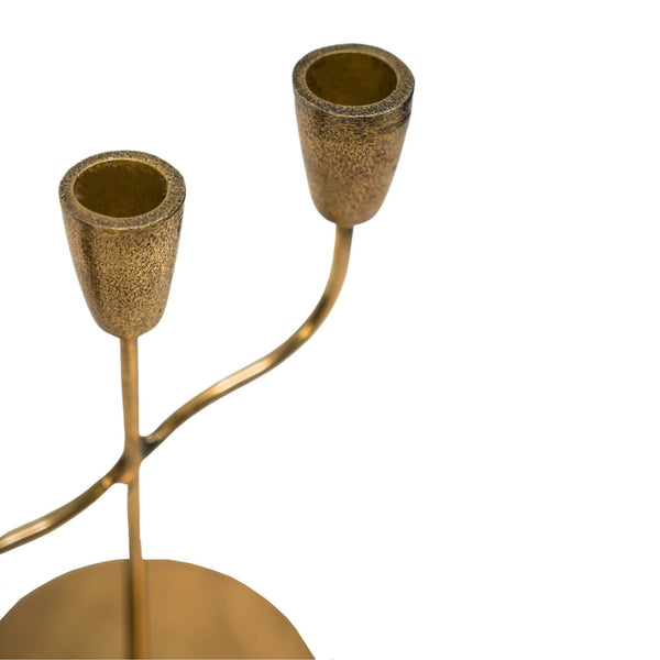 Ivyline Cast Taper Candle Holder Antique Brass
