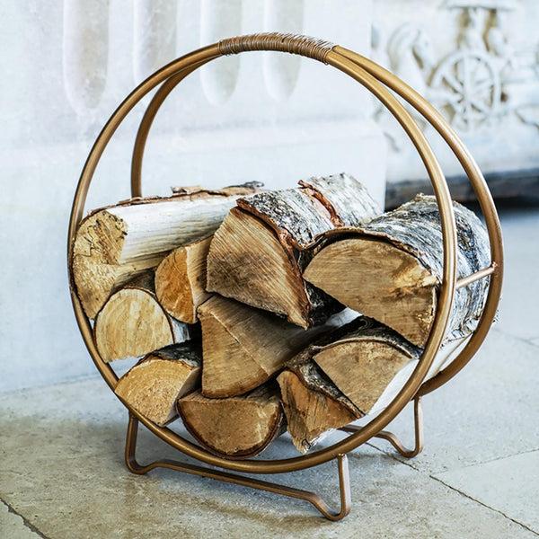 ivyline Contemporary Round Copper Log Holder