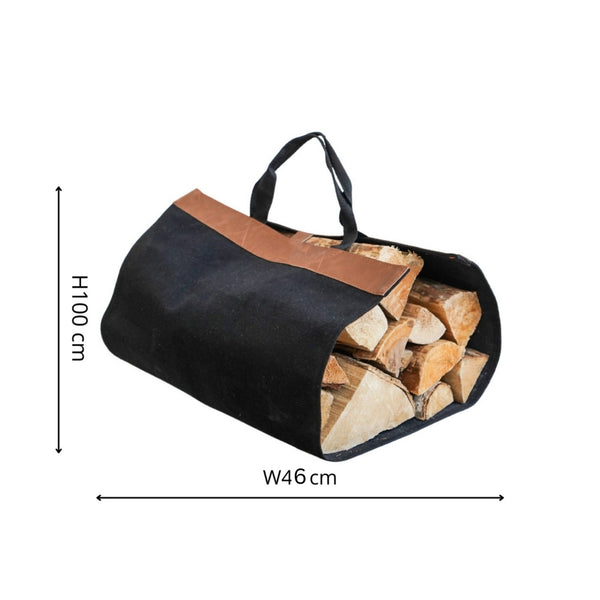 Ivyline Fabric Log Bag Black With Faux Leather