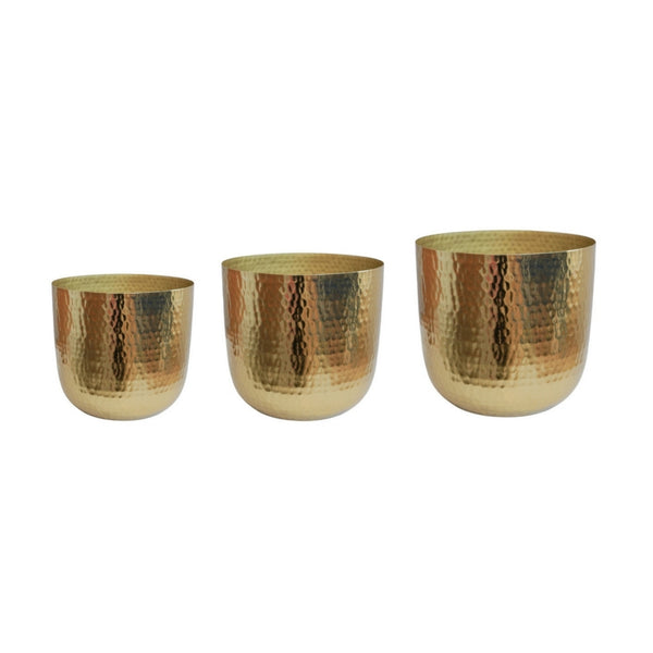ivyline Felix Hammered Metal Planter Set of 3