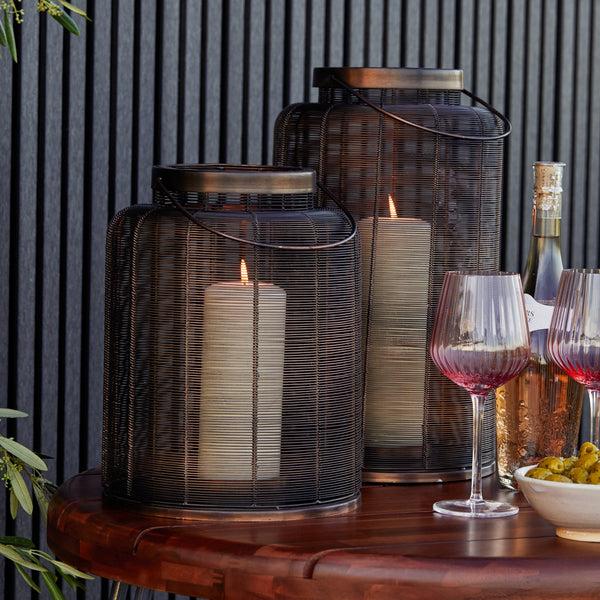 ivyline Hampton Copper Woven Metal Lantern