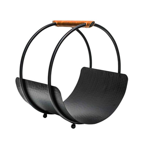 ivyline Leather Handle Round Log Holder