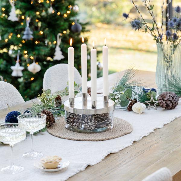 Ivyline Metal Candle Holder With Glass Bowl