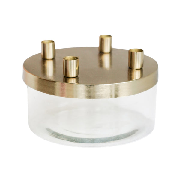 ivyline Metal Candle Holder with Glass Bowl