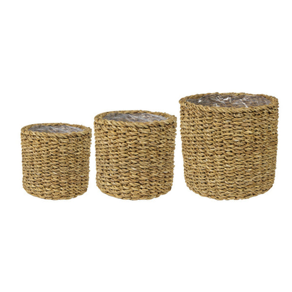 Ivyline Oslo Seagrass Lined Set Of 3 Planters