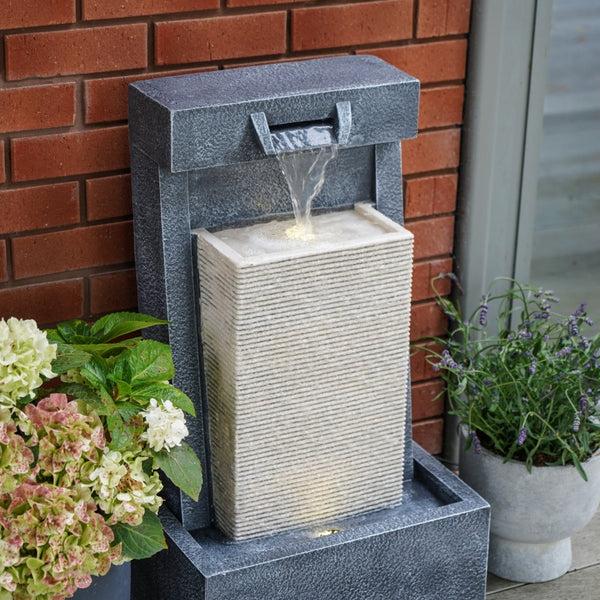 Ivyline Outdoor Contemporary Cube Waterfeature