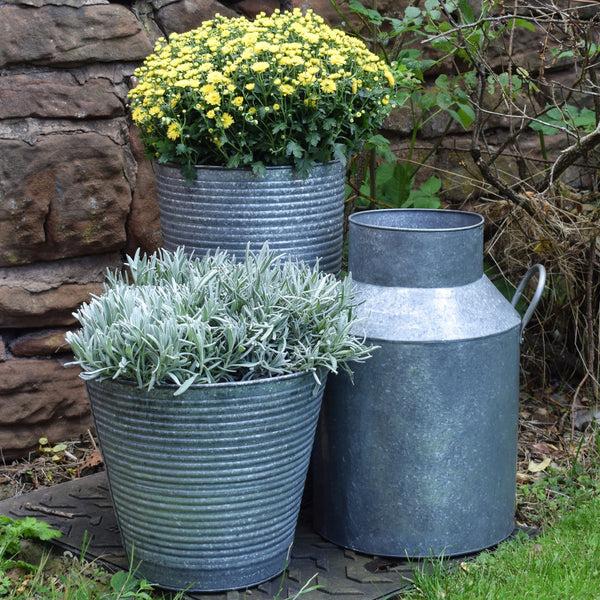 Ivyline Ribbed Galvanised Vase H50cm