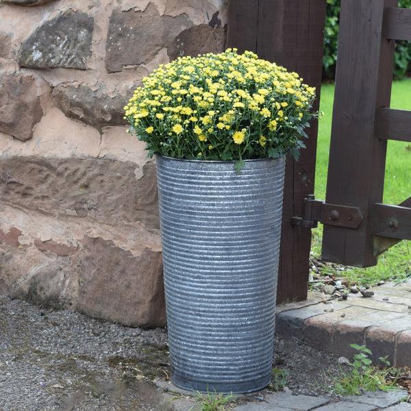 ivyline Ribbed Galvanised Vase H50cm
