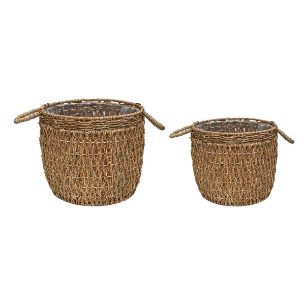 Ivyline Seagrass Lined Basket Natural Set Of 2