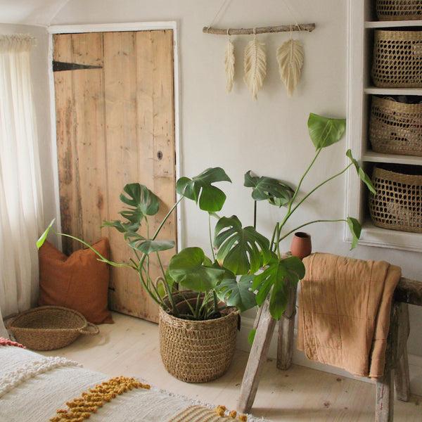 ivyline Seagrass Lined Basket Natural Set of 2