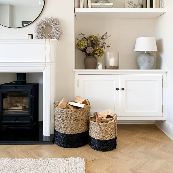 Ivyline Seagrass Log & Kindling Basket Set Of 2