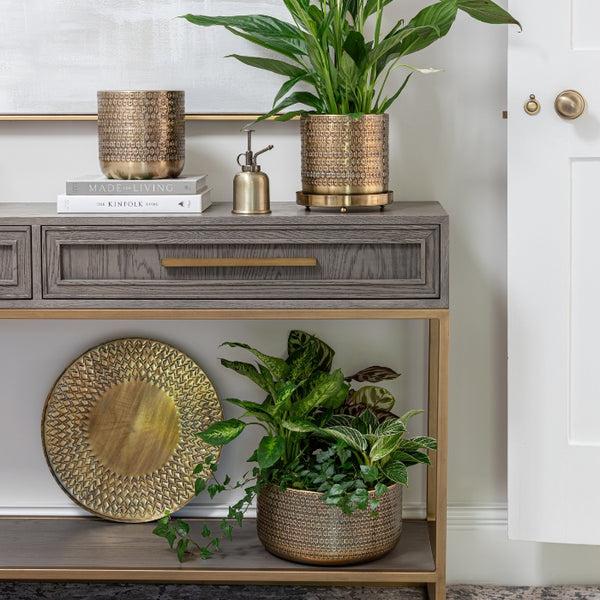 Ivyline Solis Embossed Planter Gold