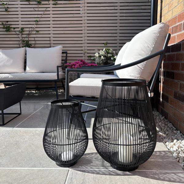 Ivyline Venere Lantern Black With Glass Insert