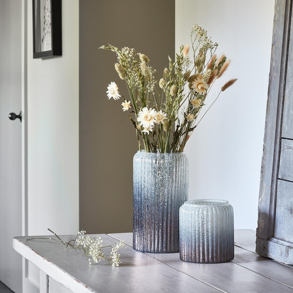 Ivyline Verre Frosted Ribbed Glass Vase