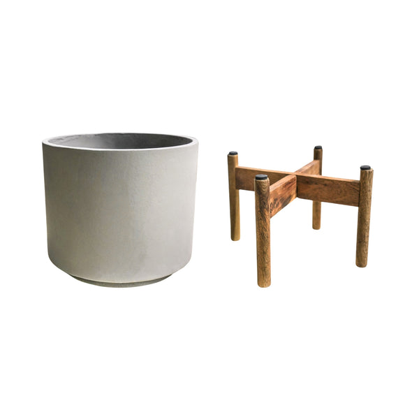 Ivyline Vigo Concrete Grey Planter With Stand