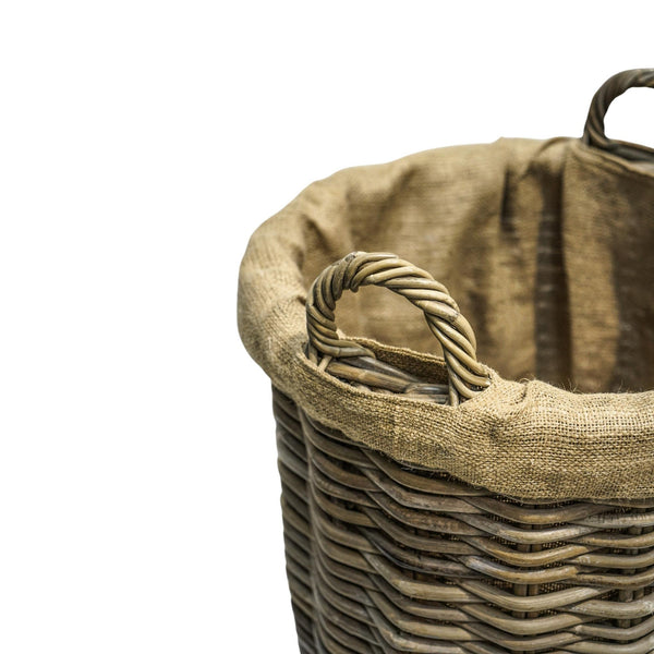 Ivyline Wicker Log Basket Round Lined Set Of 2