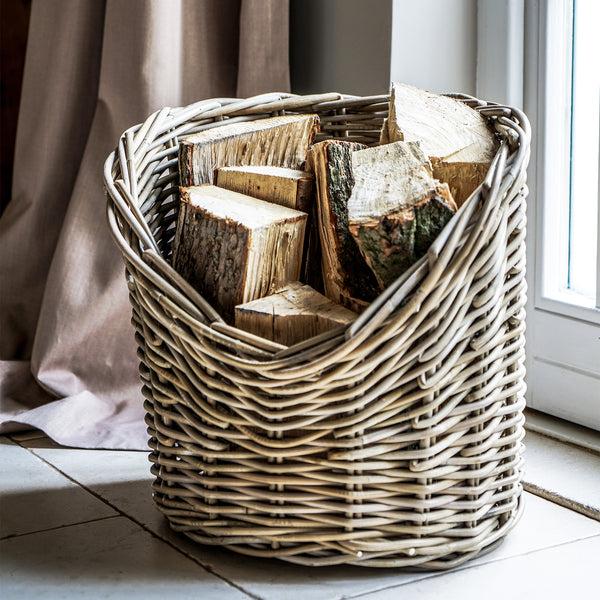 ivyline Wicker Log Basket Round