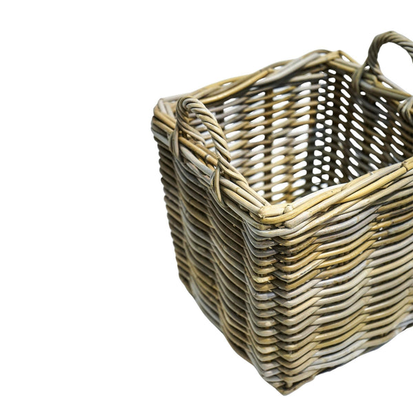 Ivyline Wicker Log Basket Square Set Of 2