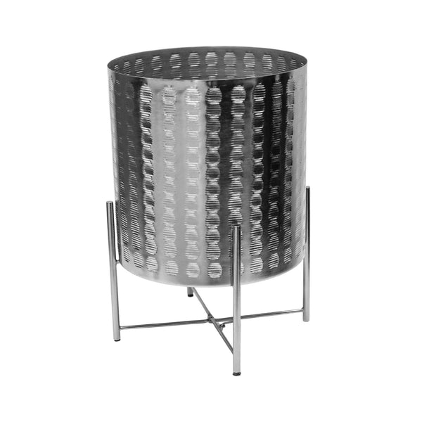 Ivyline Zendaya Embossed Metal Planter With Stand