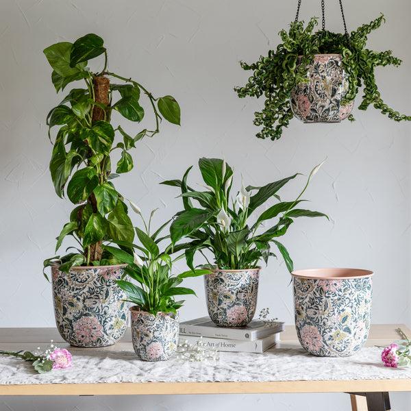 Ivyline Maisie Vintage Pattern Blush Metal Planter Set Of 2