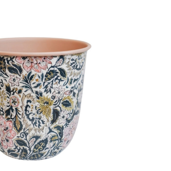 Ivyline Maisie Vintage Pattern Blush Metal Planter Set Of 2