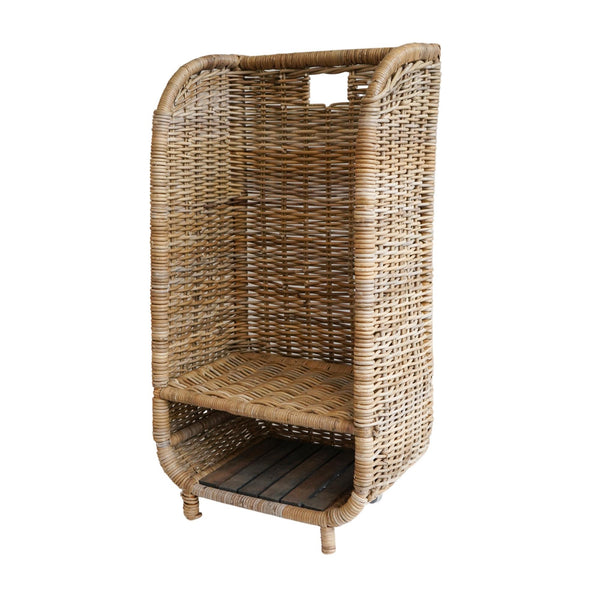 Ivyline Natural Rattan Log Trolley With Kindling Shelf