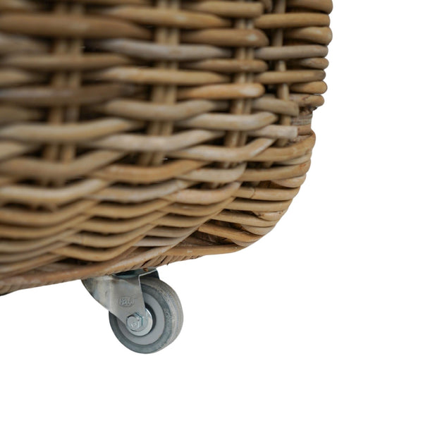 Ivyline Natural Rattan Log Trolley With Kindling Shelf