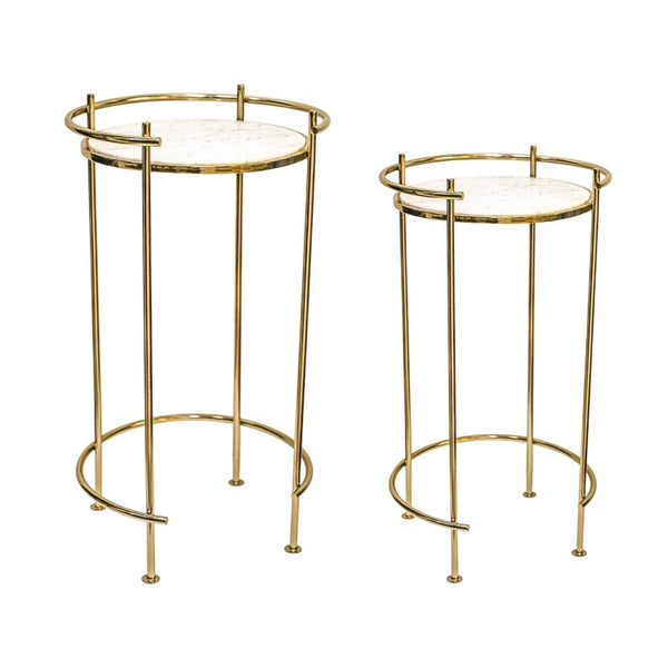 Ivyline Opulence Set Of 2 Nested Side Tables Marble/Gold