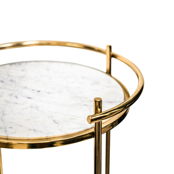 Ivyline Opulence Set Of 2 Nested Side Tables Marble/Gold