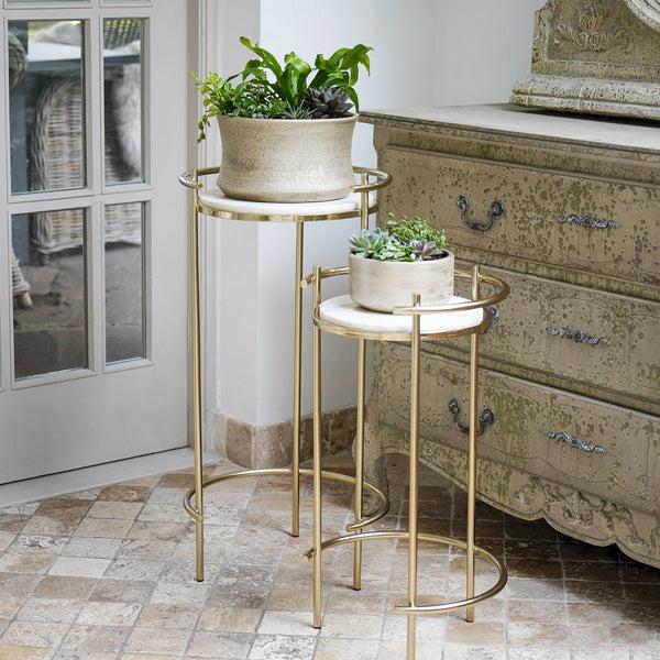 ivyline Opulence Set of 2 Nested Side Tables Marble/Gold