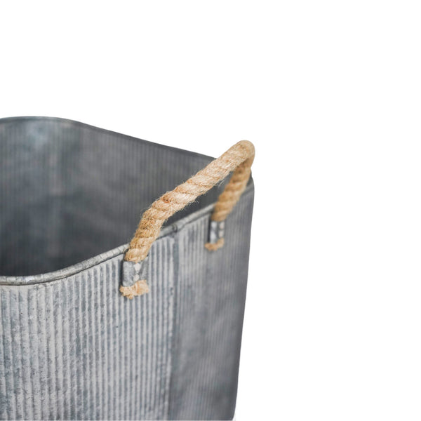 Ivyline Outdoor Galvanised Rope Handle Square Planter Set Of Two