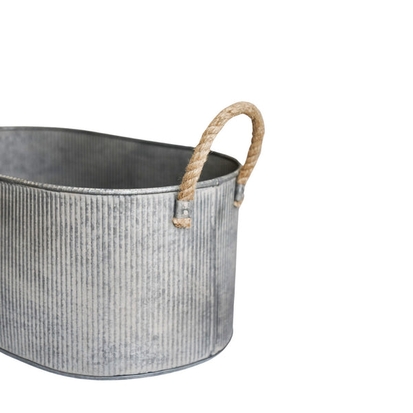 Ivyline Outdoor Galvanised Rope Handle Trough Set Of Two