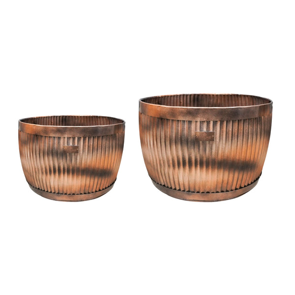 Ivyline Outdoor Hampton Copper Bowl Planter Set Of 2