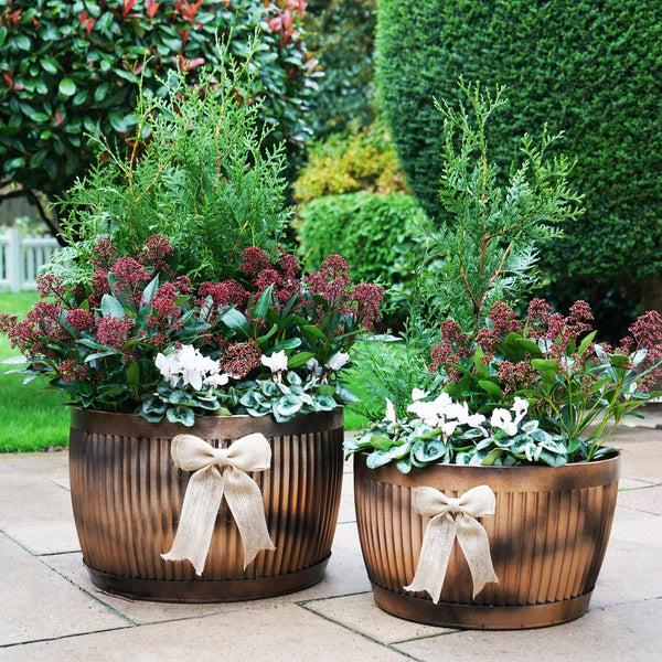 Ivyline Outdoor Hampton Copper Bowl Planter Set Of 2