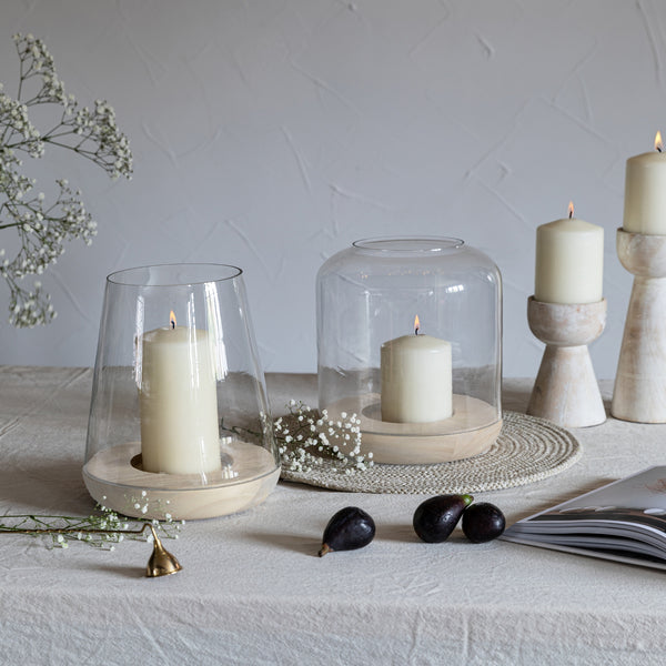 Ivyline Padstow White Wash Wooden Candle Holders 2 Pack