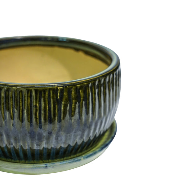 Ivyline Reactive Glaze Round Bonsai Planter Set Of 2