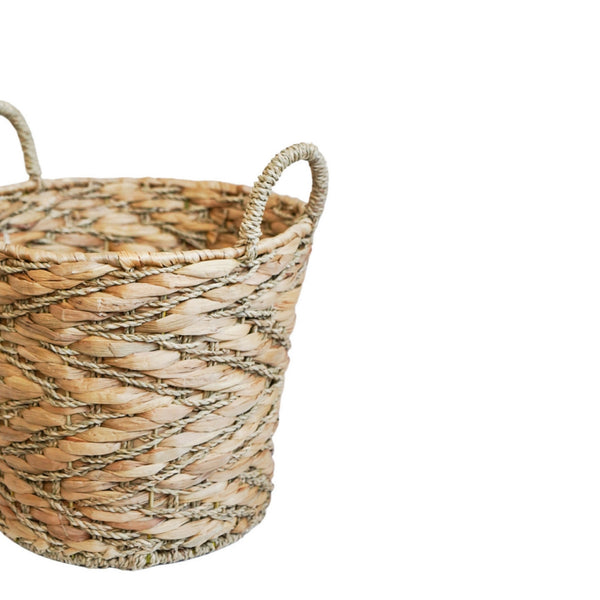 Ivyline Water Hyacinth Woven Log Basket With Handles Set Of 2
