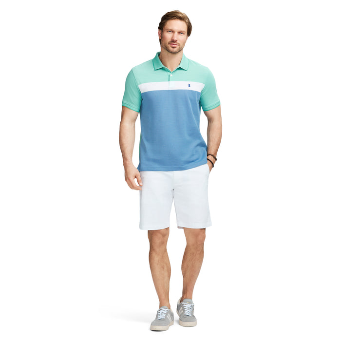 Izod ADVANTAGE PERFORMANCE SHORT SLEEVE STRIPE POLO - BERYL GREEN
