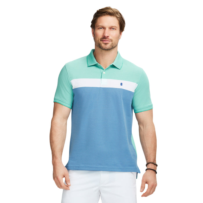 izod ADVANTAGE PERFORMANCE SHORT SLEEVE STRIPE POLO - BERYL GREEN