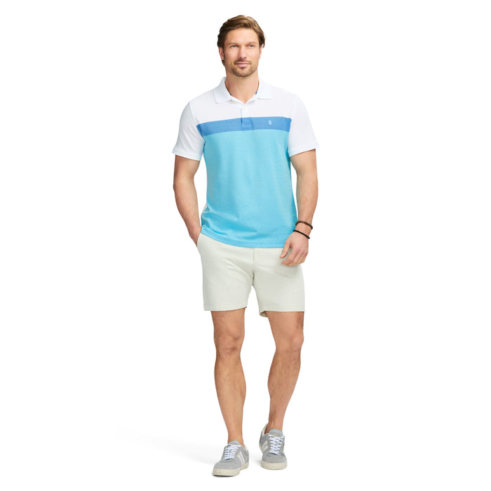 Izod ADVANTAGE PERFORMANCE SHORT SLEEVE STRIPE POLO - BRIGHT WHITE