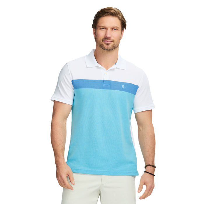 izod ADVANTAGE PERFORMANCE SHORT SLEEVE STRIPE POLO - BRIGHT WHITE