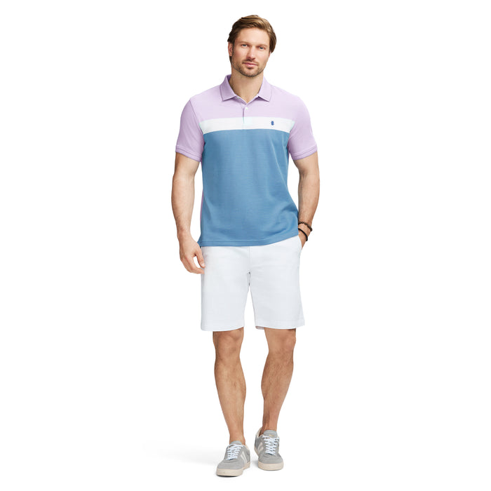 Izod ADVANTAGE PERFORMANCE SHORT SLEEVE STRIPE POLO - VIOLA